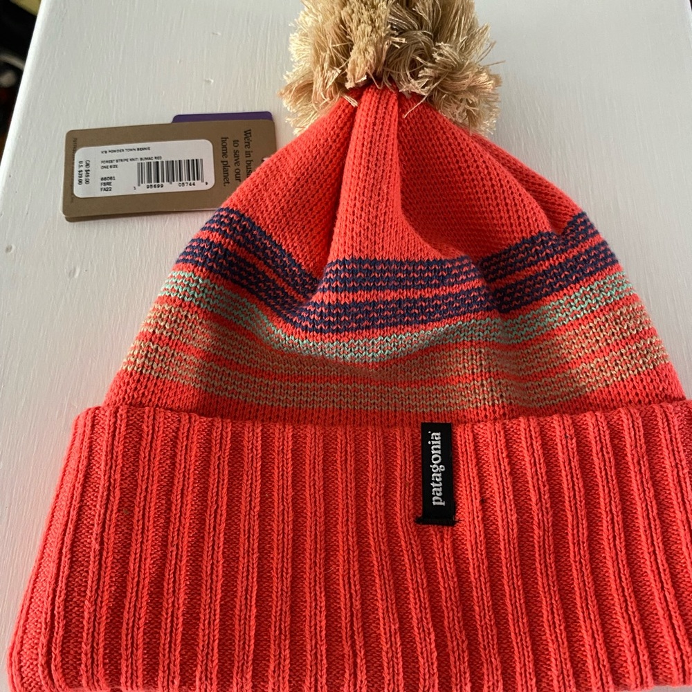 Kids Patagonia Knitted Hat with Pom-Pom